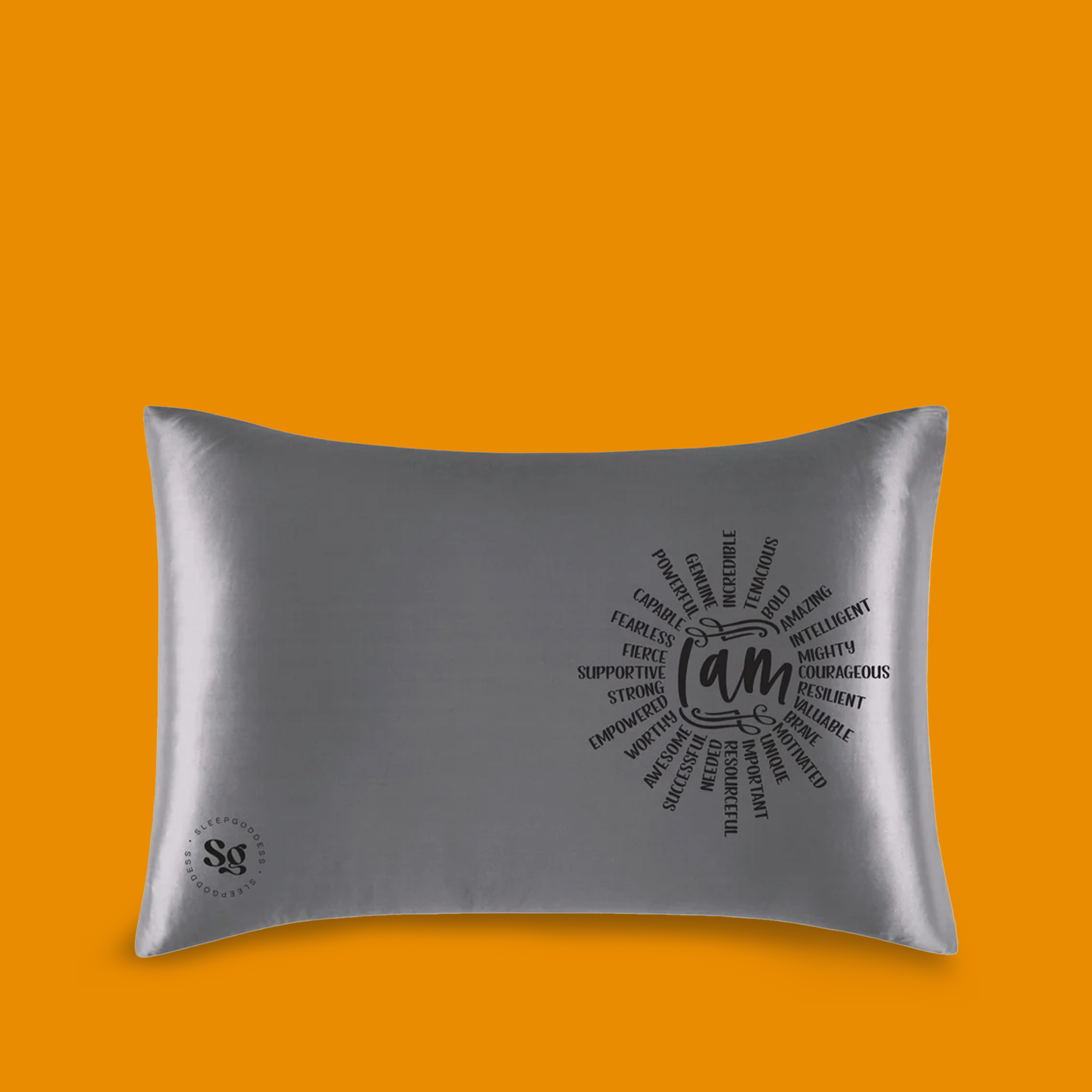 Sleepgoddess - Grey Affirmation Satin Pillowcases for Hair & Skin