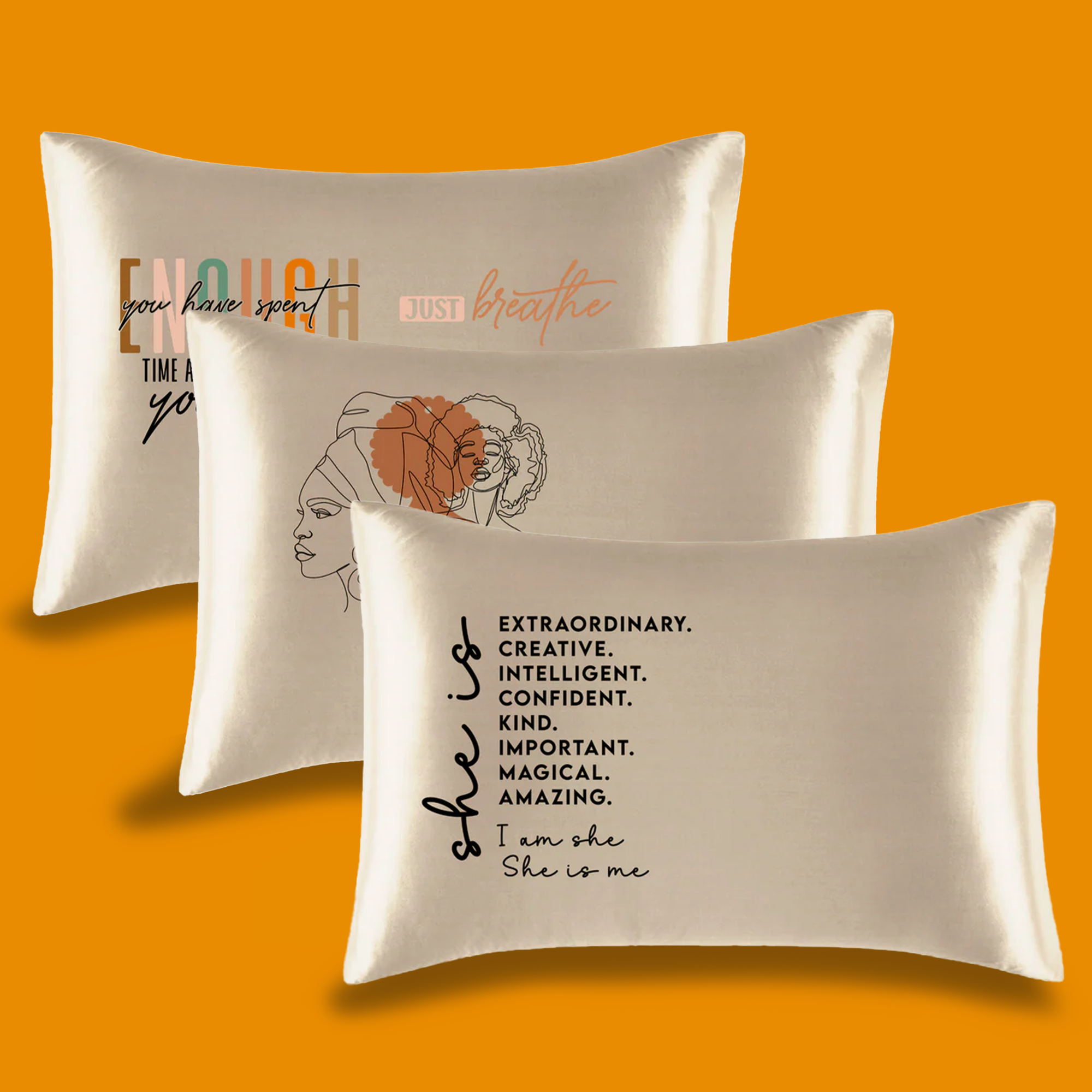 Sleepgoddess - Gold Affirmation Satin Pillowcases for Hair & Skin